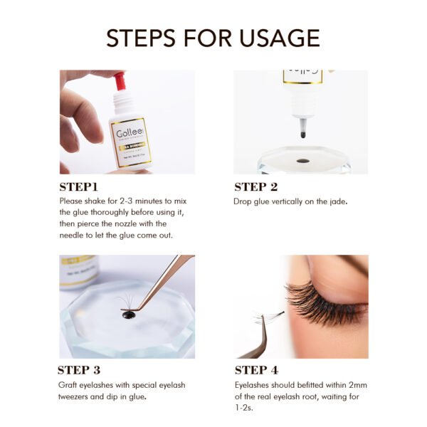 Gollee 2023 New Better clear Lash Eyelash Glue Waterproof Manufacturer Lash Eyelash Extension Adhesive Eyelash Glue Korea - Image 4